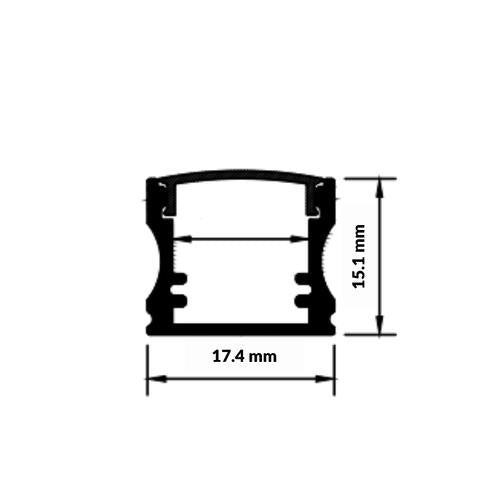 Perfil Aluminio 124/B Empotrar y Sobreponer 17.4X15.1MM - Wattko